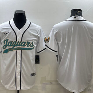 Men's Jacksonville Jaguars Blank White With Patch Cool Base Stitched Baseball Jersey