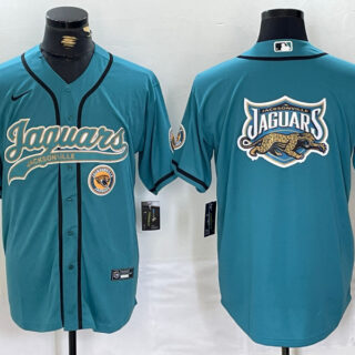 Men's Jacksonville Jaguars Teal With Patch Cool Base Stitched Baseball Jerseys