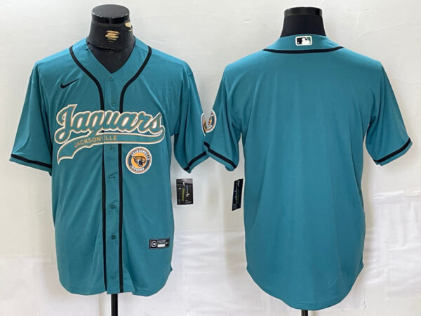 Men's Jacksonville Jaguars Teal With Patch Cool Base Stitched Baseball Jerseys
