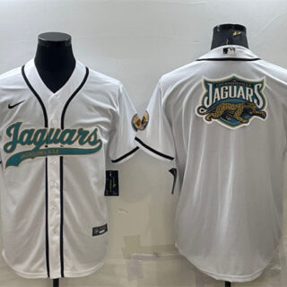 Men's Jacksonville Jaguars White Team Big Logo With Patch Cool Base Stitched Baseball Jersey