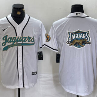 Men's Jacksonville Jaguars White With Patch Cool Base Stitched Baseball Jersey