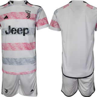 Men's Juventus FC Custom 2023 24 White Pink Away Soccer Jersey Suit