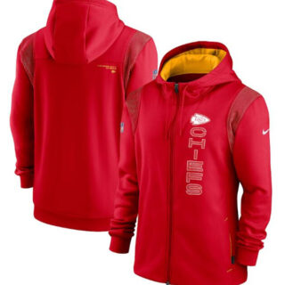 Men's Kansas City Chiefs 2021 Red Sideline Team Performance Full-Zip Hoodie