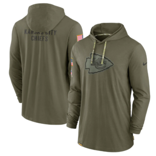 Men's Kansas City Chiefs 2022 Olive Salute To Service Tonal Pullover Hoodie