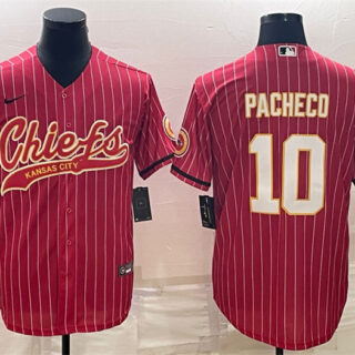 Men's Kansas City Chiefs #10 Isiah Pacheco Red With Patch Cool Base Stitched Baseball Jersey