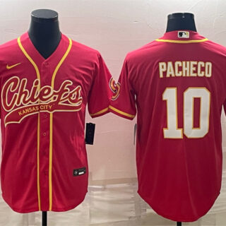Men's Kansas City Chiefs #10 Isiah Pacheco Red With Patch Cool Base Stitched Baseball Jerseys