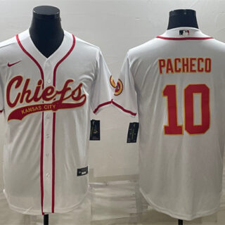 Men's Kansas City Chiefs #10 Isiah Pacheco White With Patch Cool Base Stitched Baseball Jersey