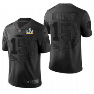 Men's Kansas City Chiefs #15 Patrick Mahomes Black Glory Awards 2021 Super Bowl LV Jersey