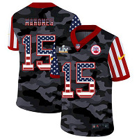 Men's Kansas City Chiefs #15 Patrick Mahomes Camo USA Flag 2021 Super Bowl LV Jersey
