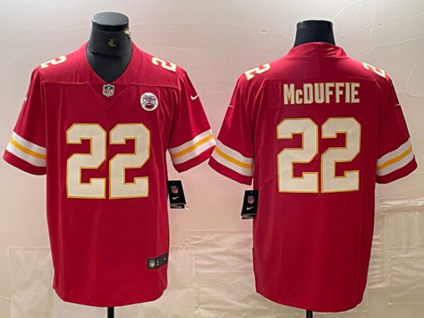 Men's Kansas City Chiefs #22 Trent McDuffie Red Vapor Untouchable Limited Stitched Football Jersey