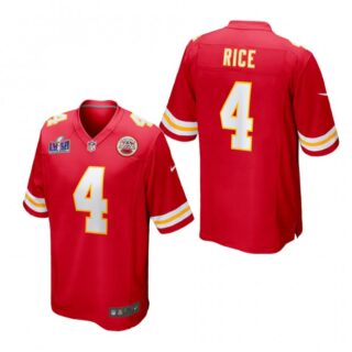 Men's Kansas City Chiefs #4 Rashee Rice Red Super Bowl LVIII Game Jersey