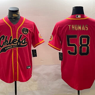 Men's Kansas City Chiefs #58 Derrick Thomas Red Gold Cool Base Stitched Baseball Jersey