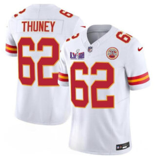 Men's Kansas City Chiefs #62 Joe Thuney White F.U.S.E. Super Bowl LVIII Patch Vapor Untouchable Limited Stitched Football Jersey