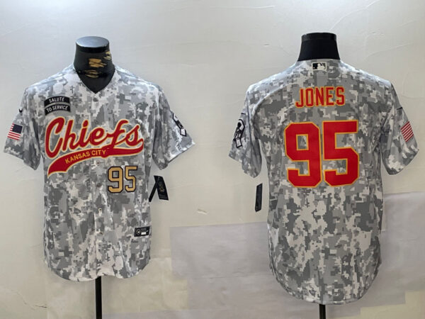 Men's Kansas City Chiefs #95 Chris Jones 2024 Arctic Camo Salute To Service Stitched Baseball Jerseys