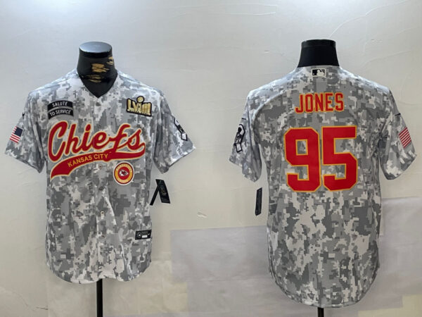 Men's Kansas City Chiefs #95 Chris Jones 2024 Arctic Camo Salute To Service Stitched Baseball Jerseys