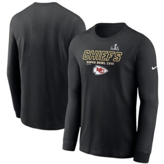 Men's Kansas City Chiefs Black Super Bowl LVIII Iconic Long Sleeve T-Shirt