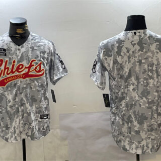 Men's Kansas City Chiefs Blank 2024 Arctic Camo Salute To Service Stitched Baseball Jersey