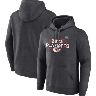 Men's Kansas City Chiefs Heather Charcoal 2023 Playoffs Fleece Pullover Hoodie