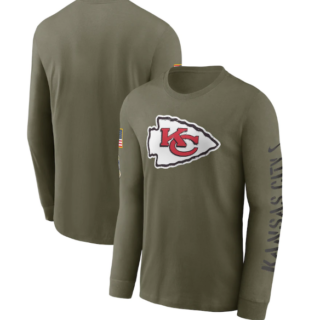 Men's Kansas City Chiefs Olive 2022 Salute To Service Long Sleeve T-Shirt