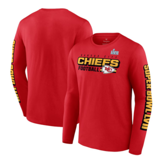 Men's Kansas City Chiefs Red Super Bowl LVII Star Trail Long Sleeve T-Shirt