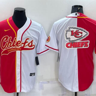 Men's Kansas City Chiefs Red White Team Big Logo With Patch Cool Base Stitched Baseball Jersey