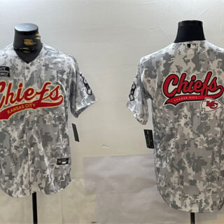 Men's Kansas City Chiefs Team Big Logo 2024 Arctic Camo Salute To Service Stitched Baseball Jerseys