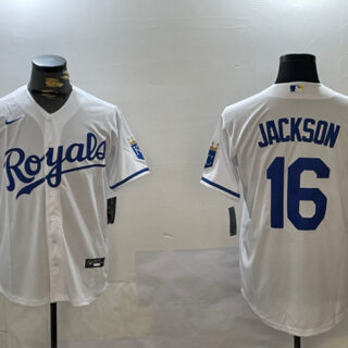 Men's Kansas City Royals #16 Bo Jackson White Cool Base Stitched Baseball Jersey