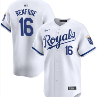 Men's Kansas City Royals #16 Hunter Renfroe White 2024 Home Limited Cool Base Stitched Baseball Jersey
