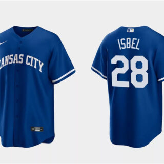 Men's Kansas City Royals #28 Kyle Isbel Royal Cool Base Stitched Baseball Jersey