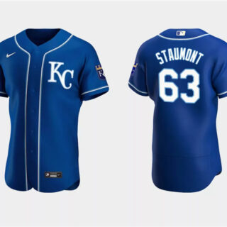 Men's Kansas City Royals #63 Josh Staumont Royal Flex Base Stitched MLB Jersey