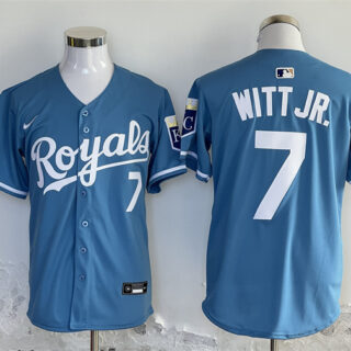 Men's Kansas City Royals #7 Bobby Witt Jr. Blue 2024 Limited Stitched Baseball Jersey