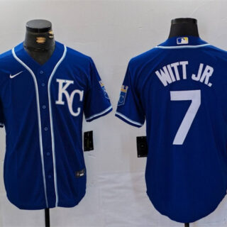 Men's Kansas City Royals #7 Bobby Witt Jr. Royal Cool Base Stitched Baseball Jersey