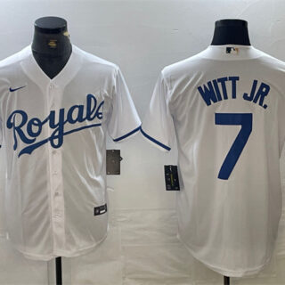 Men's Kansas City Royals #7 Bobby Witt Jr. White Cool Base Stitched Baseball Jersey