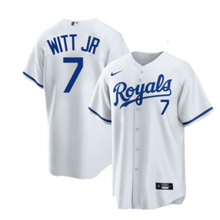 Men's Kansas City Royals #7 Bobby Witt Jr. White Cool Base Stitched Jersey