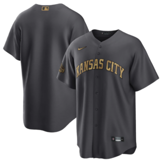 Men's Kansas City Royals Blank 2022 All-Star Charcoal Cool Base Stitched Baseball Jersey