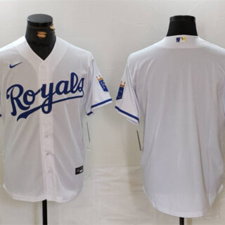 Men's Kansas City Royals Blank White Cool Base Stitched Jersey