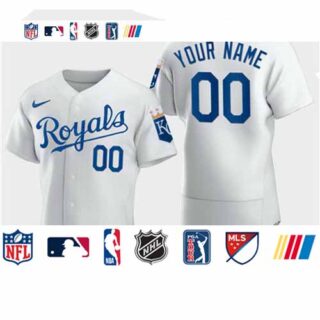 Men's Kansas City Royals Custom Nike White Flexbase Jersey