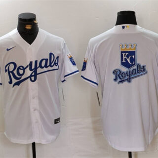 Men's Kansas City Royals White Team Big Logo Cool Base Stitched Jersey