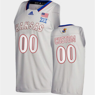 Men's Kansas Jayhawks Custom Gray Stitched Basketball Jersey