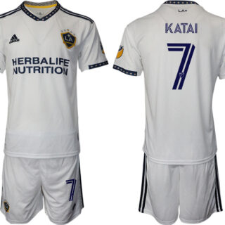 Men's LA Galaxy #7 Katai White Home Soccer Jersey Suit