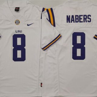 Men's LSU Tigers #8 Malik Nabers White F.U.S.E. Stitched Jersey