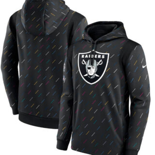 Men's Las Vegas Raiders 2021 Charcoal Crucial Catch Therma Pullover Hoodie