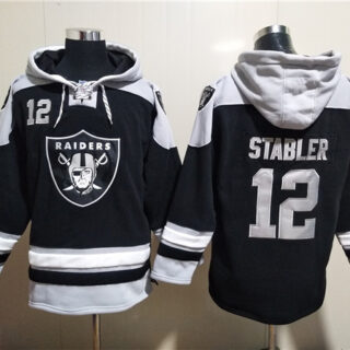 Men's Las Vegas Raiders #12 Ken Stabler Black Ageless Must-Have Lace-Up Pullover Hoodie