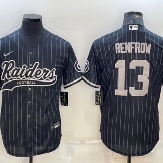 Men's Las Vegas Raiders #13 Hunter Renfrow Black With Patch Cool Base Stitched Baseball Jersey