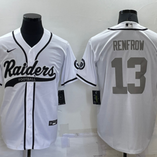 Men's Las Vegas Raiders #13 Hunter Renfrow White Grey Cool Base Stitched Baseball Jersey