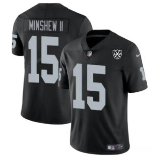 Men's Las Vegas Raiders #15 Gardner Minshew II Black 2024 65th Anniversary Patch Vapor Stitched Football Jersey