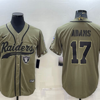 Men's Las Vegas Raiders #17 Davante Adams 2022 Olive Salute To Service Cool Base Stitched Baseball Jersey