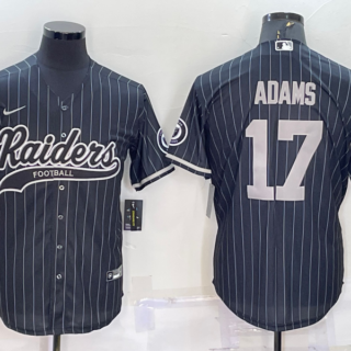 Men's Las Vegas Raiders #17 Davante Adams Black With Patch Cool Base Stitched Baseball Jersey
