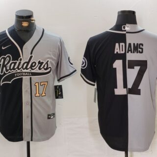 Men's Las Vegas Raiders #17 Davante Adams Grey Black Split Cool Base Stitched Baseball Jersey