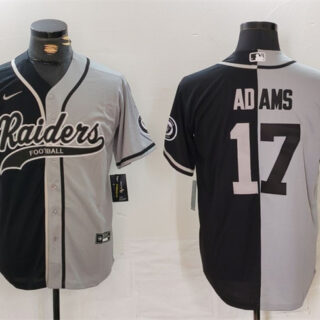 Men's Las Vegas Raiders #17 Davante Adams Grey Black Split Cool Base Stitched Baseball Jersey